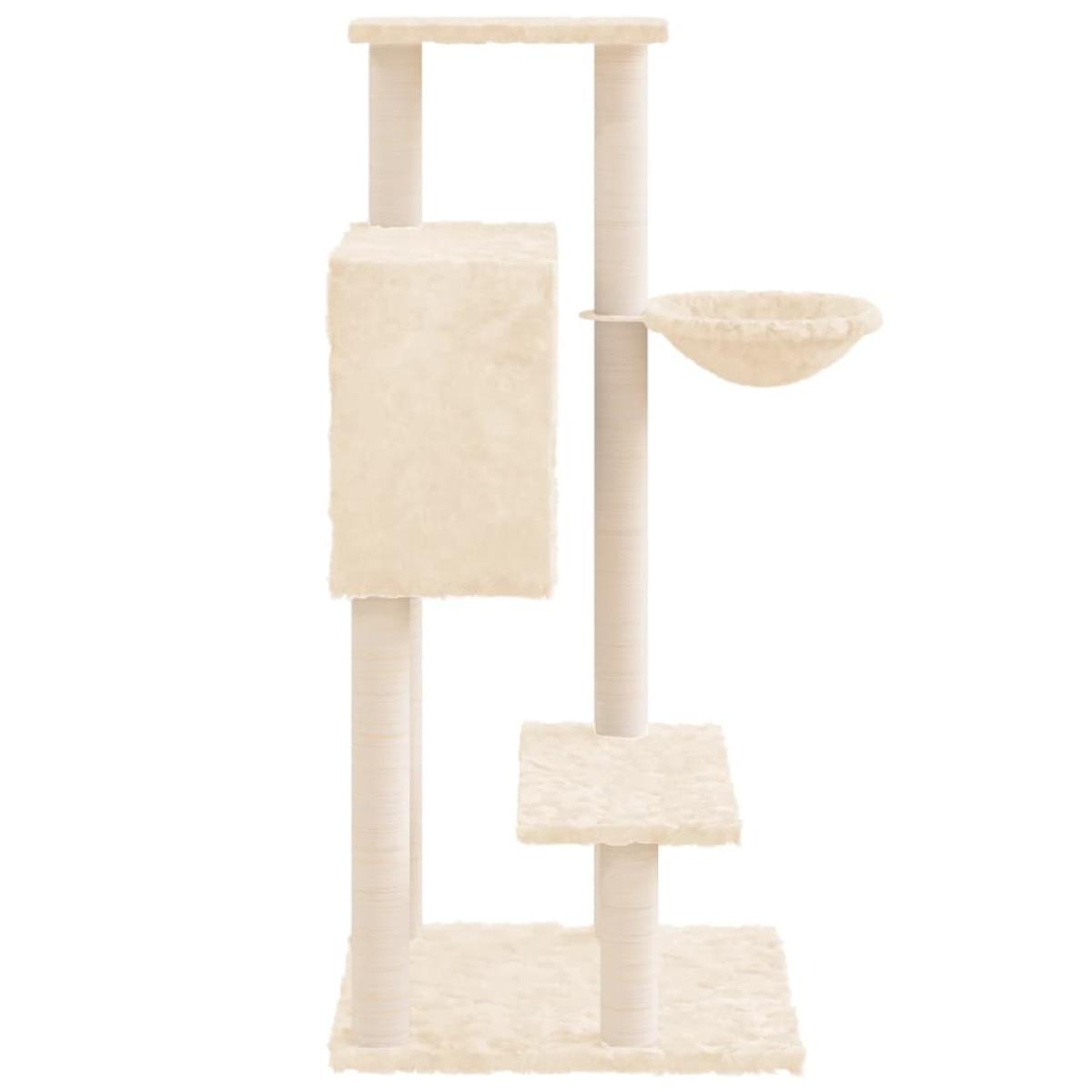 Rascador para gatos con postes de sisal crema 108,5 cm