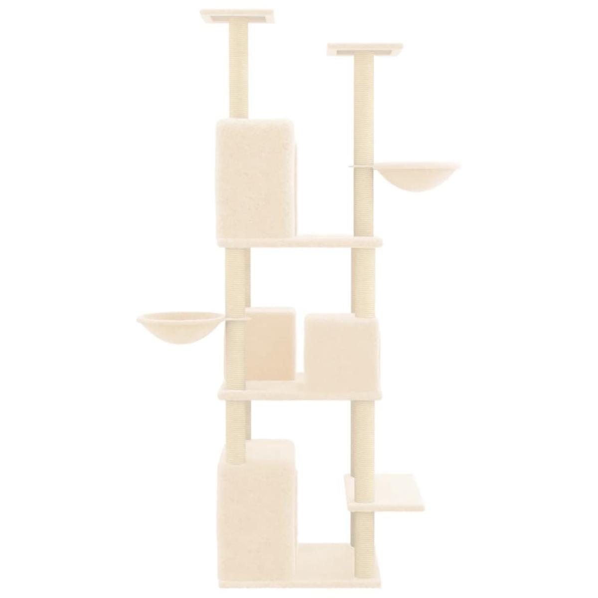 Rascador para gatos con postes de sisal crema 180 cm