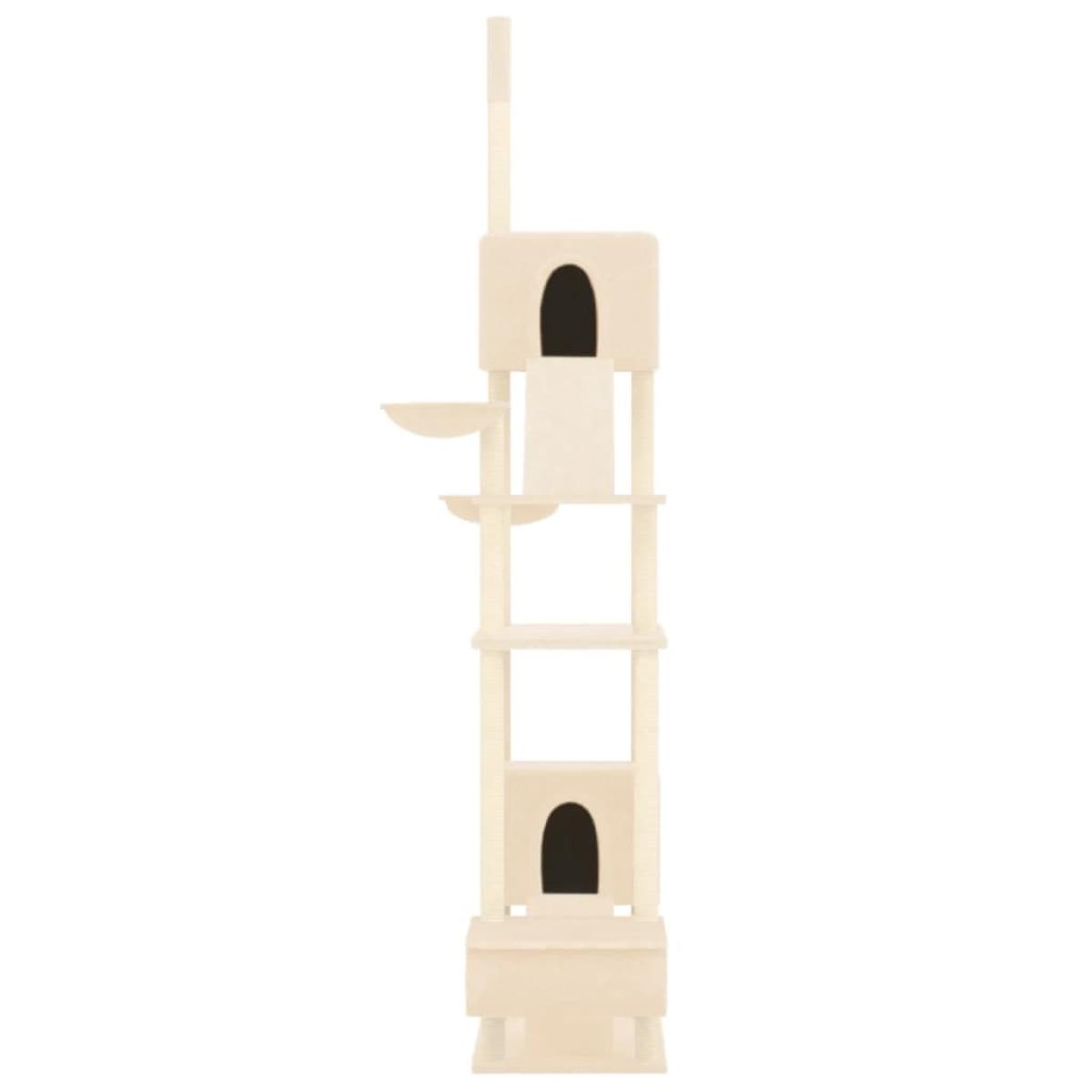 Árbol rascador para gatos de suelo a techo crema 277-303 cm