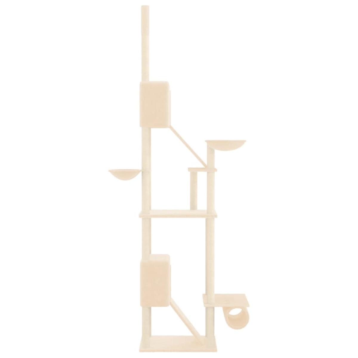 Árbol rascador para gatos de suelo a techo crema 277-303 cm