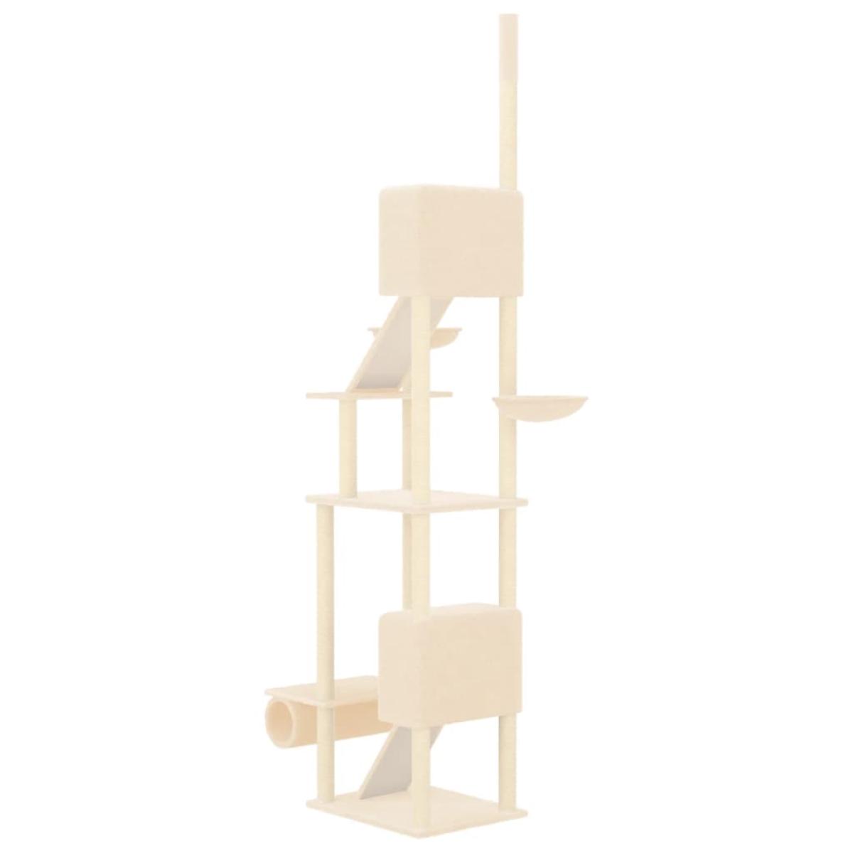 Árbol rascador para gatos de suelo a techo crema 277-303 cm