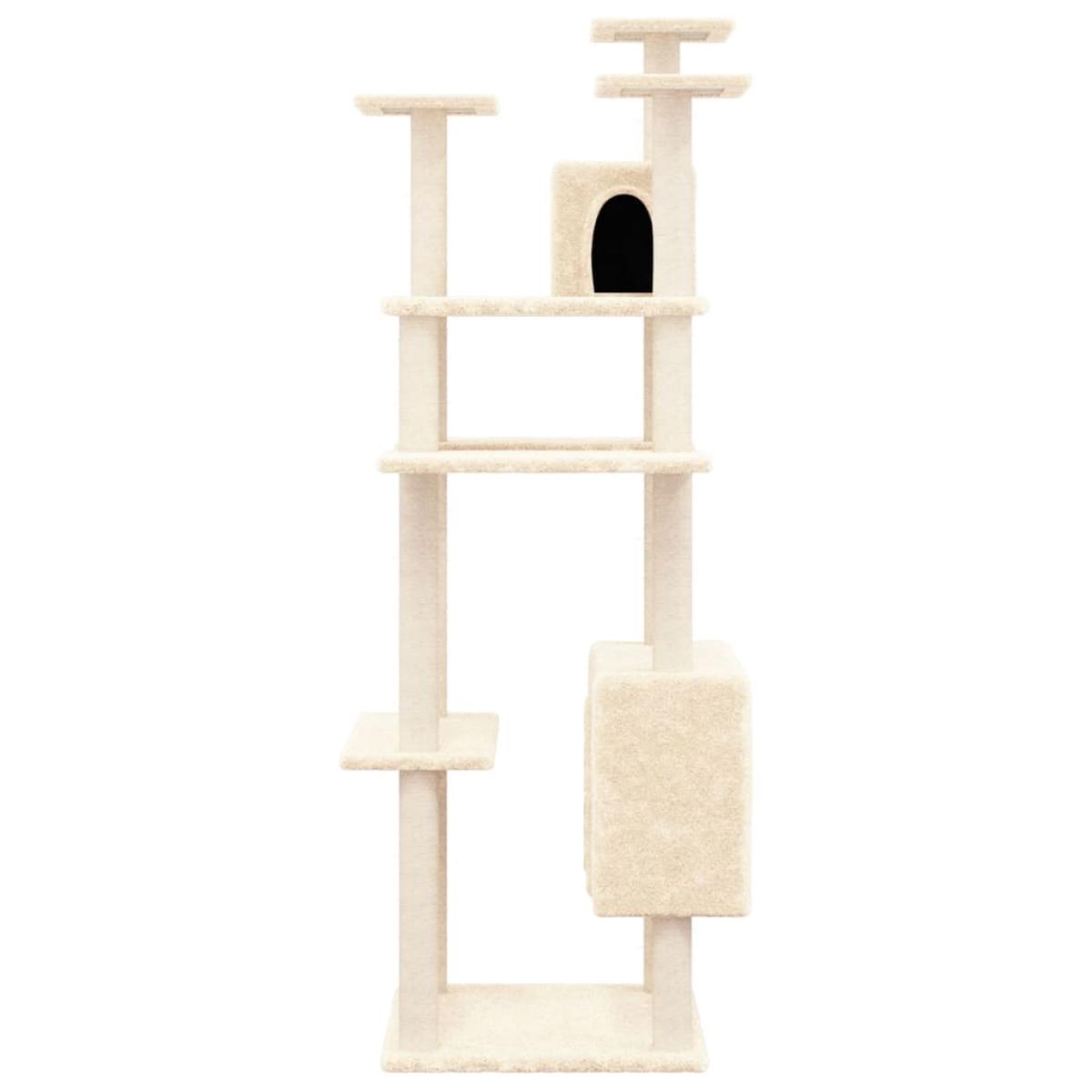 Rascador para gatos con postes de sisal color crema 162 cm