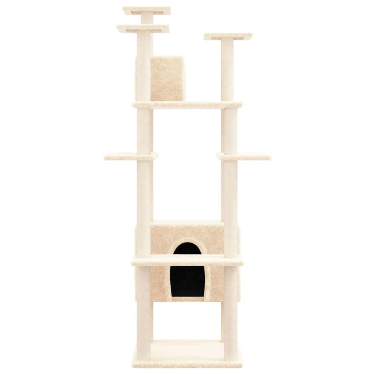Rascador para gatos con postes de sisal color crema 162 cm