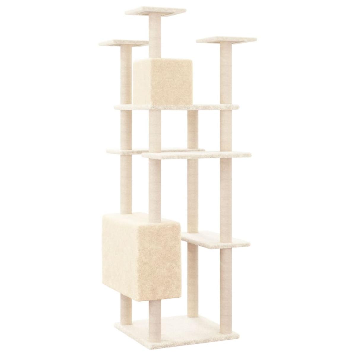 Rascador para gatos con postes de sisal color crema 162 cm