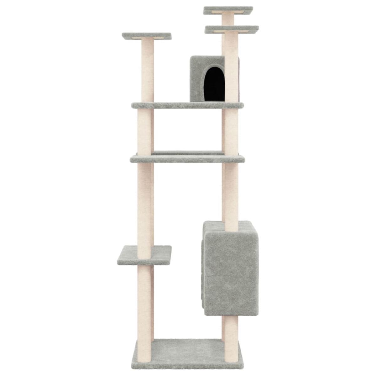 Rascador para gatos con postes de sisal gris claro 162 cm