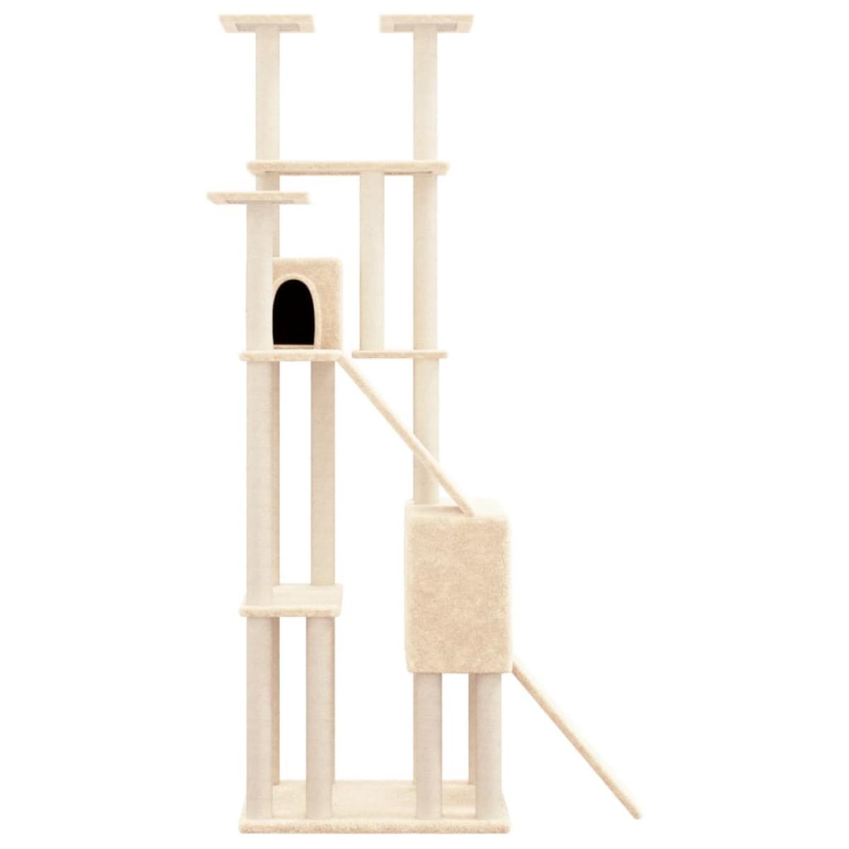 Rascador para gatos con postes de sisal crema 190 cm