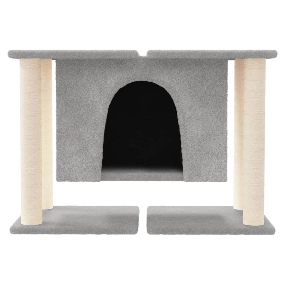 Rascador para gatos con postes de sisal gris claro 190 cm