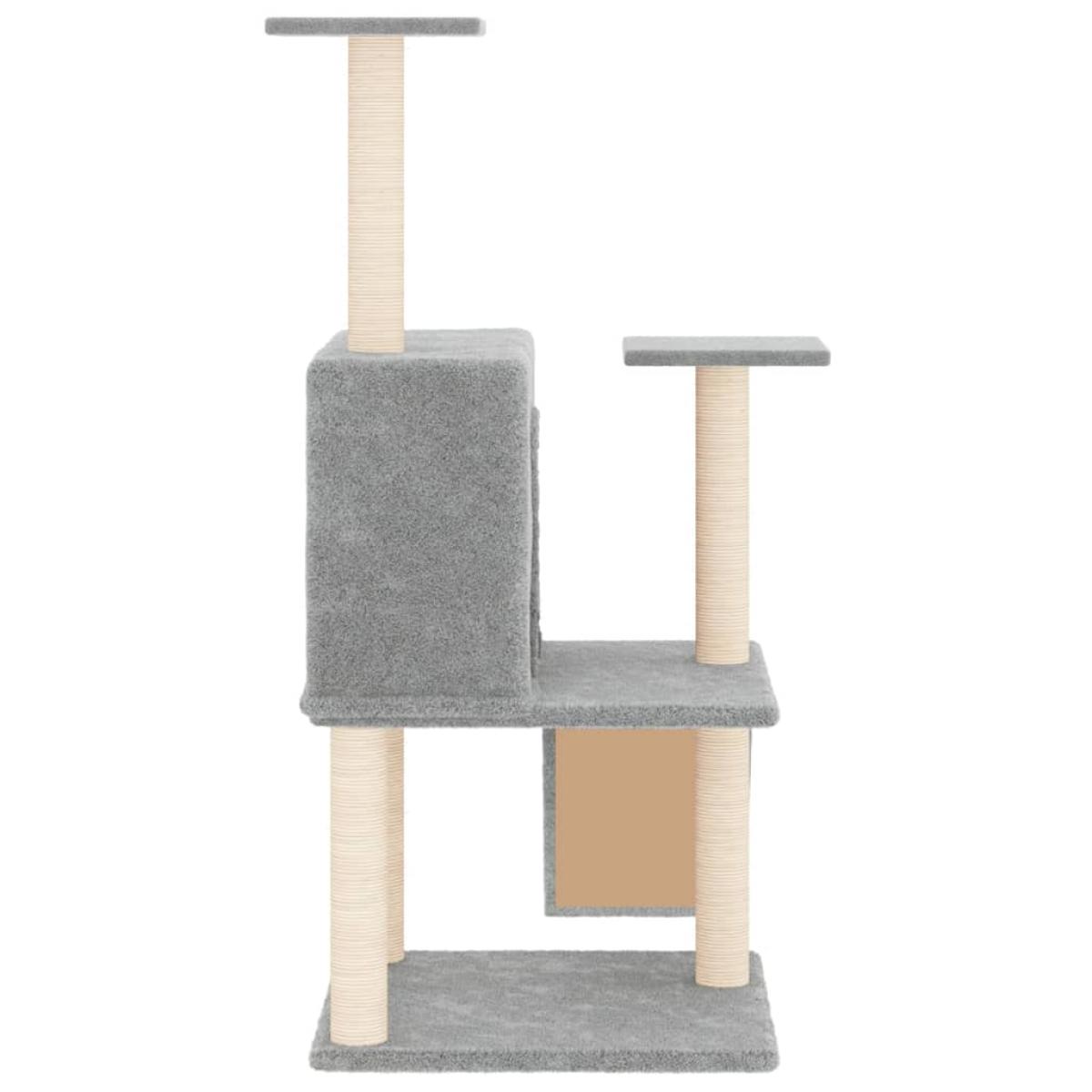 Rascador para gatos con postes de sisal gris claro 109 cm