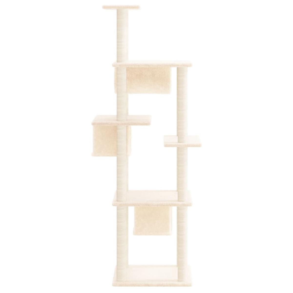 Rascador para gatos con postes de sisal crema 169 cm