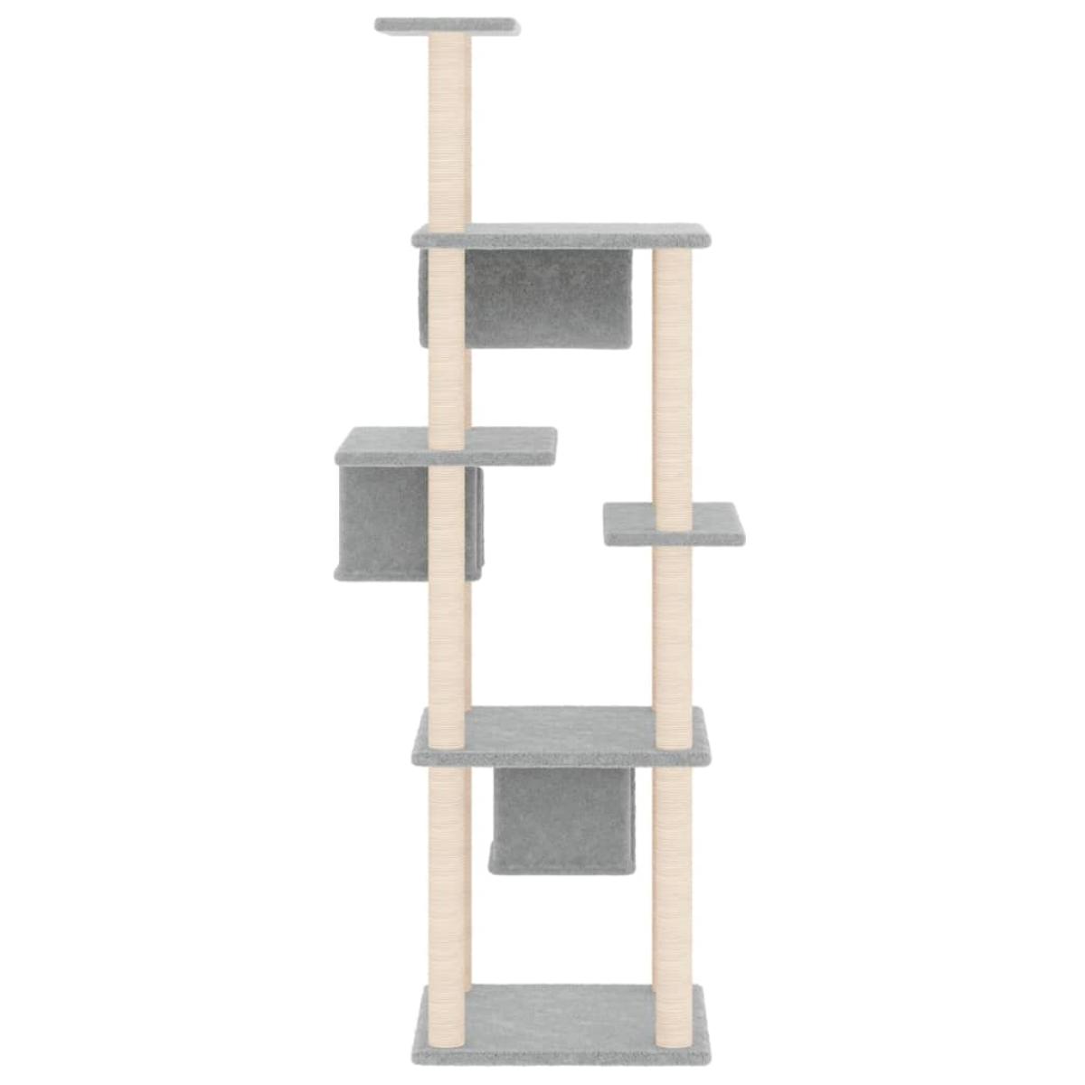 Rascador para gatos con postes de sisal gris claro 169 cm