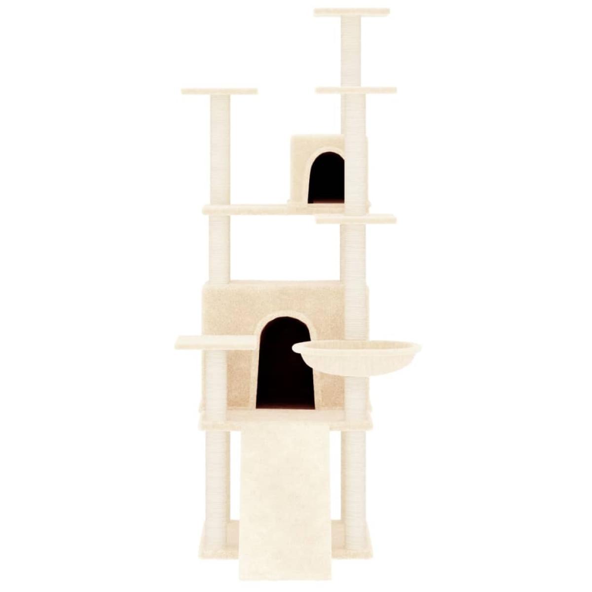 Rascador para gatos con postes de sisal crema 154 cm