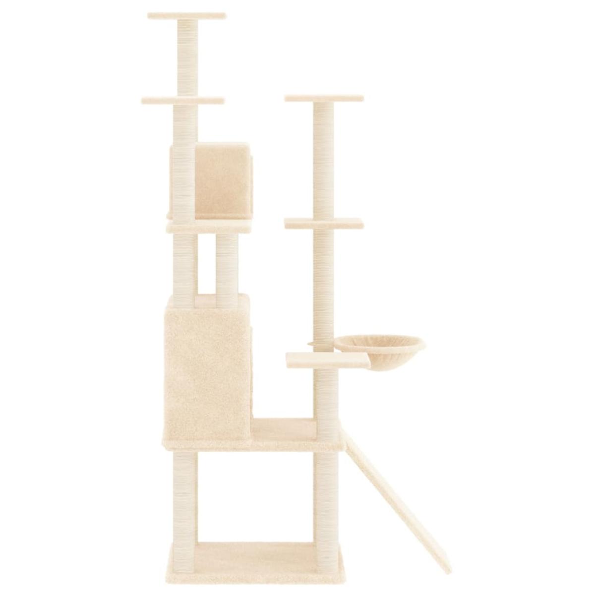 Rascador para gatos con postes de sisal crema 154 cm
