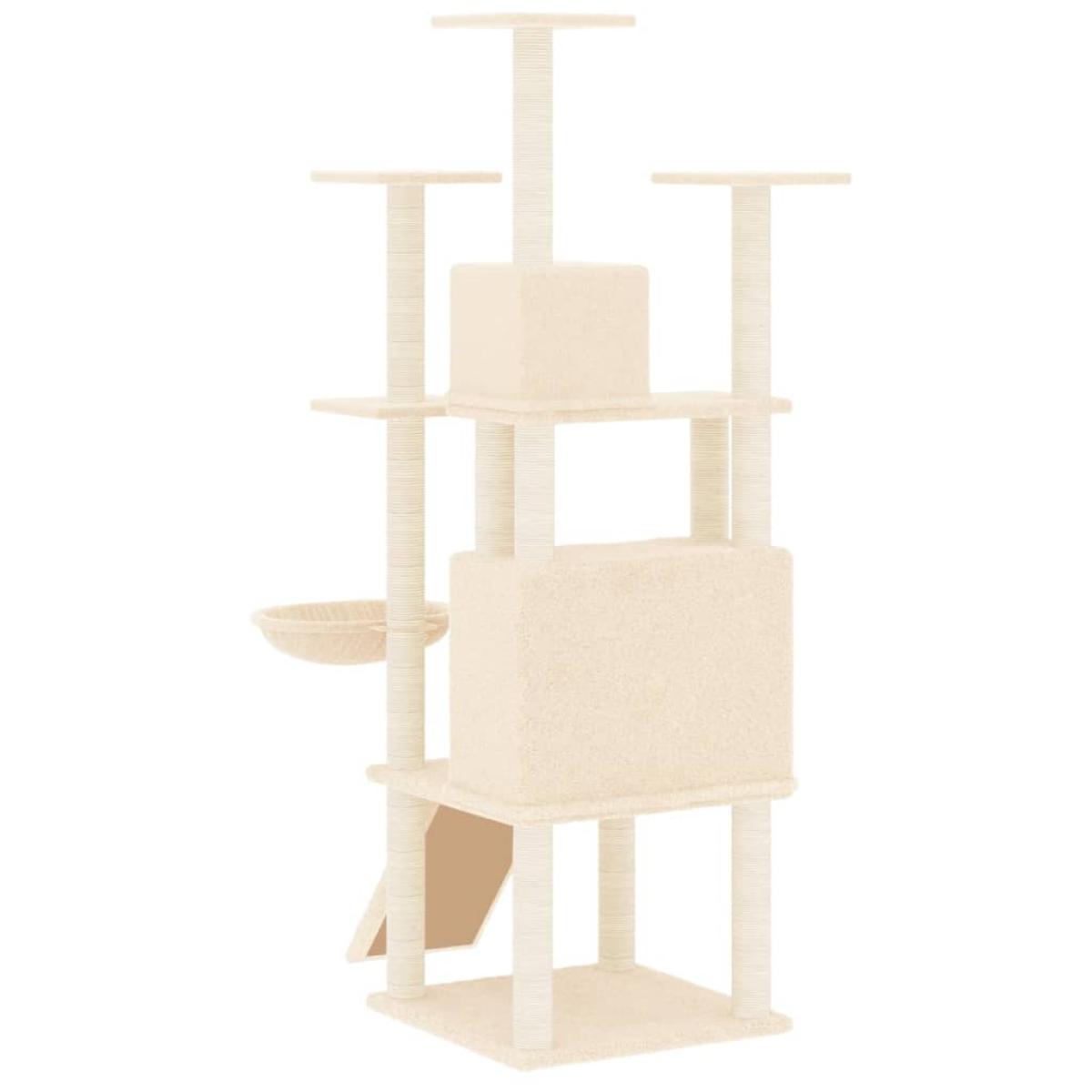 Rascador para gatos con postes de sisal crema 154 cm
