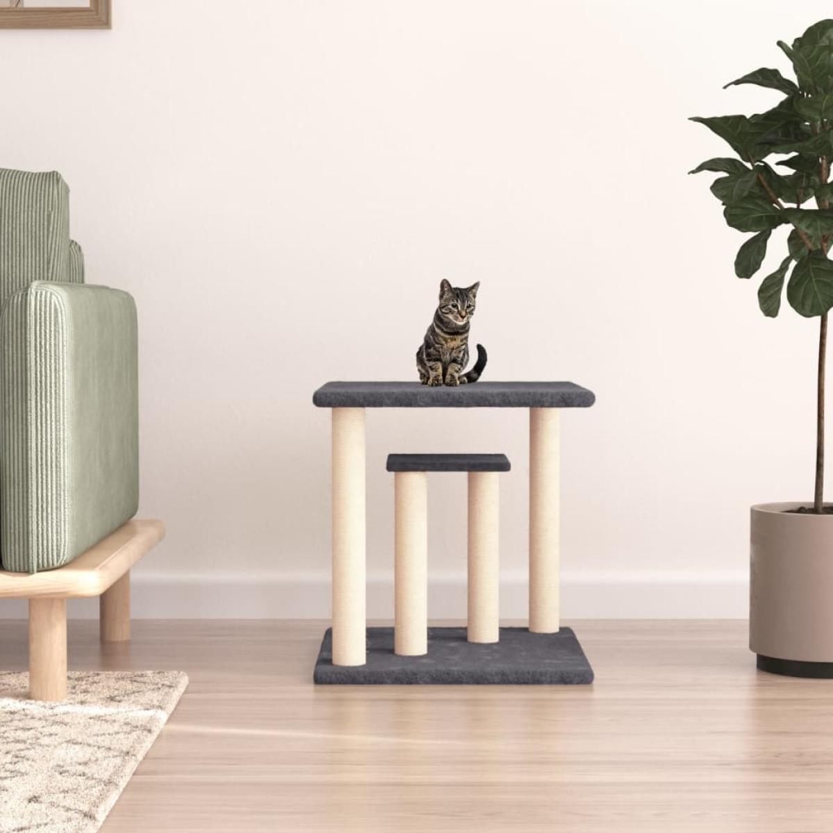 Postes rascadores para gatos con plataformas gris oscuro 50 cm