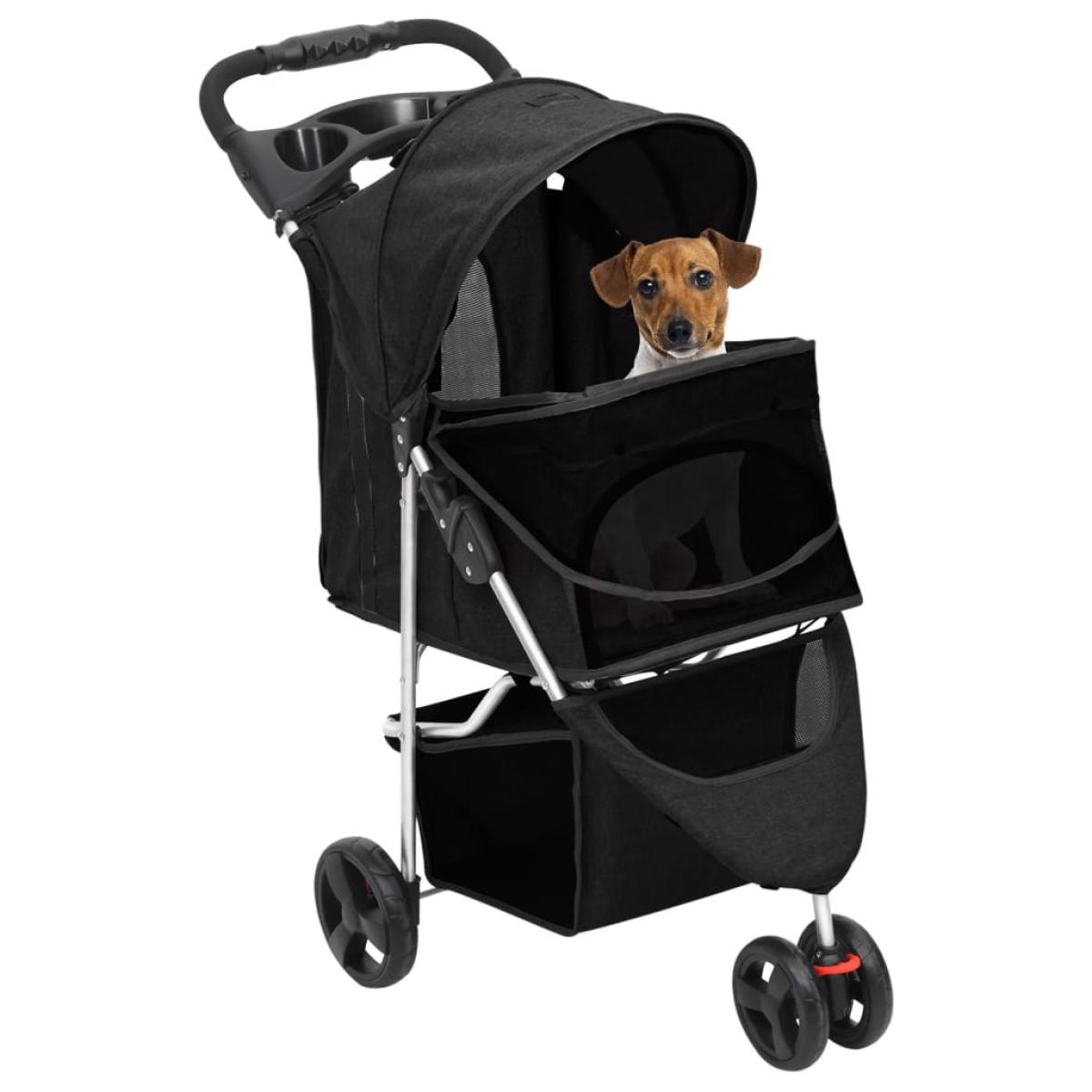 Cochecito para perros plegable tela oxford negro 80x46x98 cm
