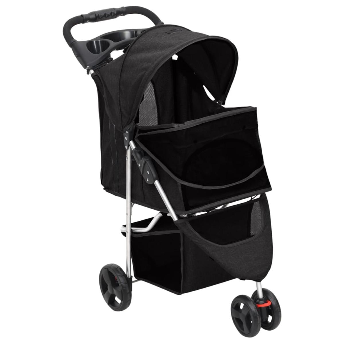 Cochecito para perros plegable tela oxford negro 80x46x98 cm