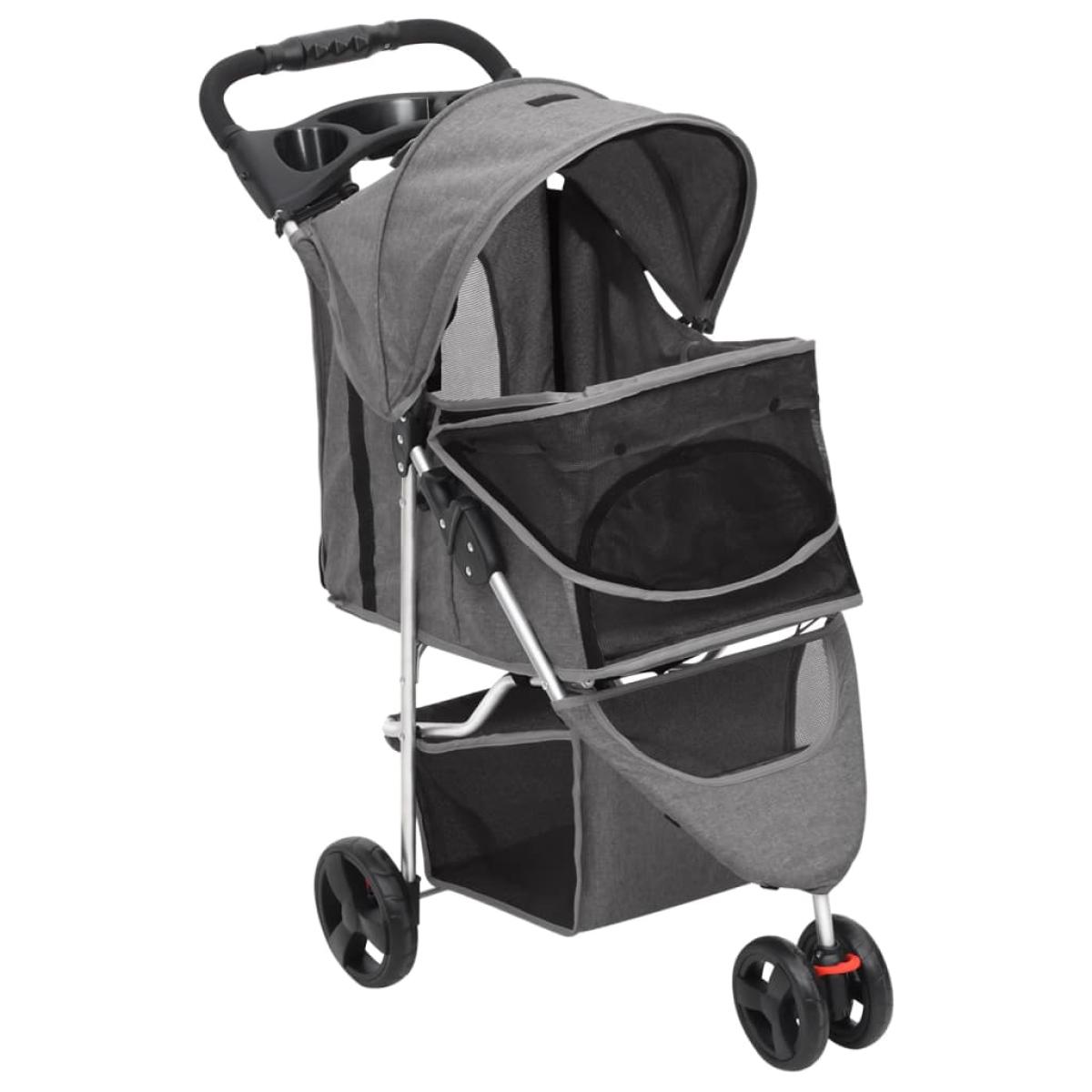 Cochecito para perros plegable tela oxford gris 80x46x98 cm