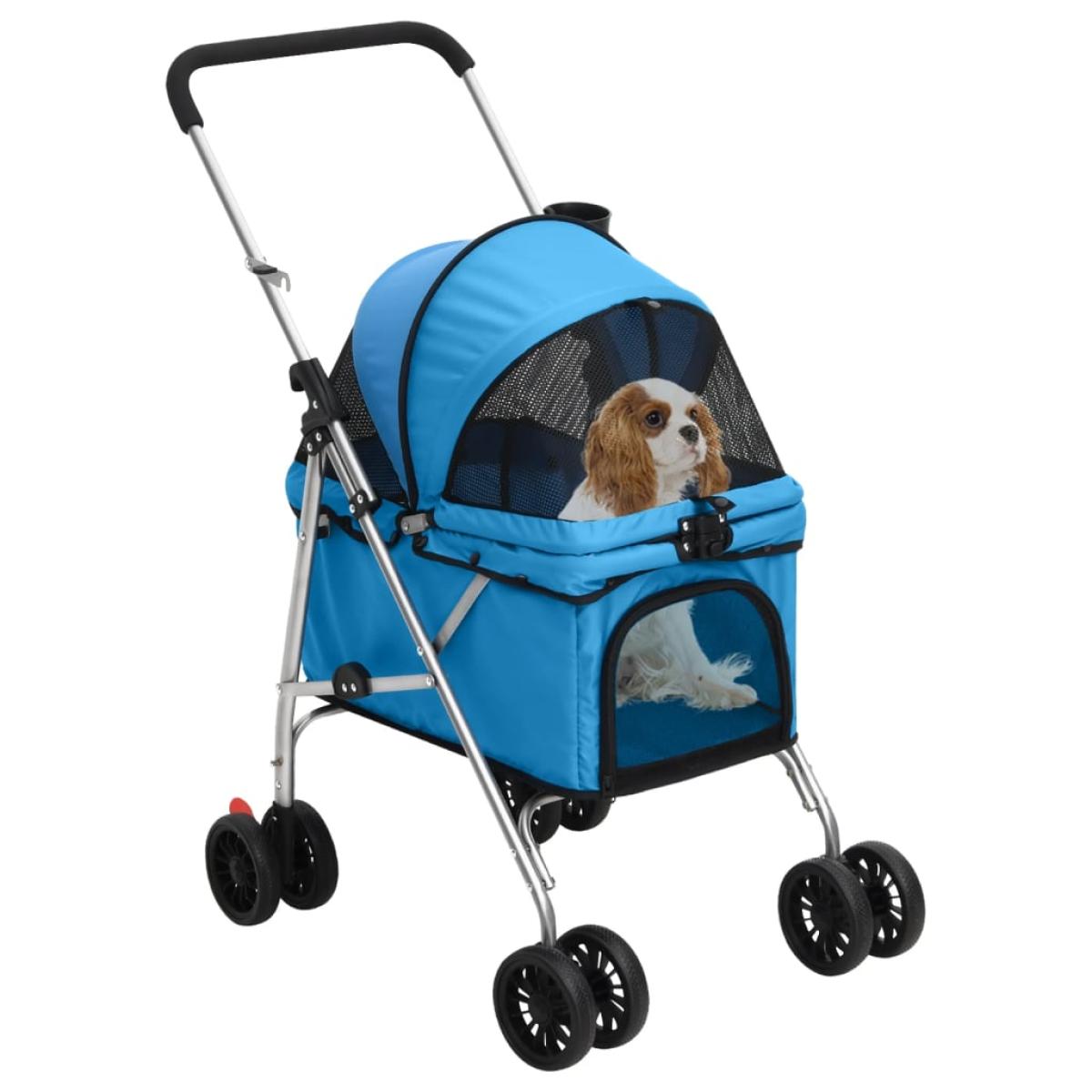 Cochecito para perros plegable tela oxford azul 76x50x100 cm