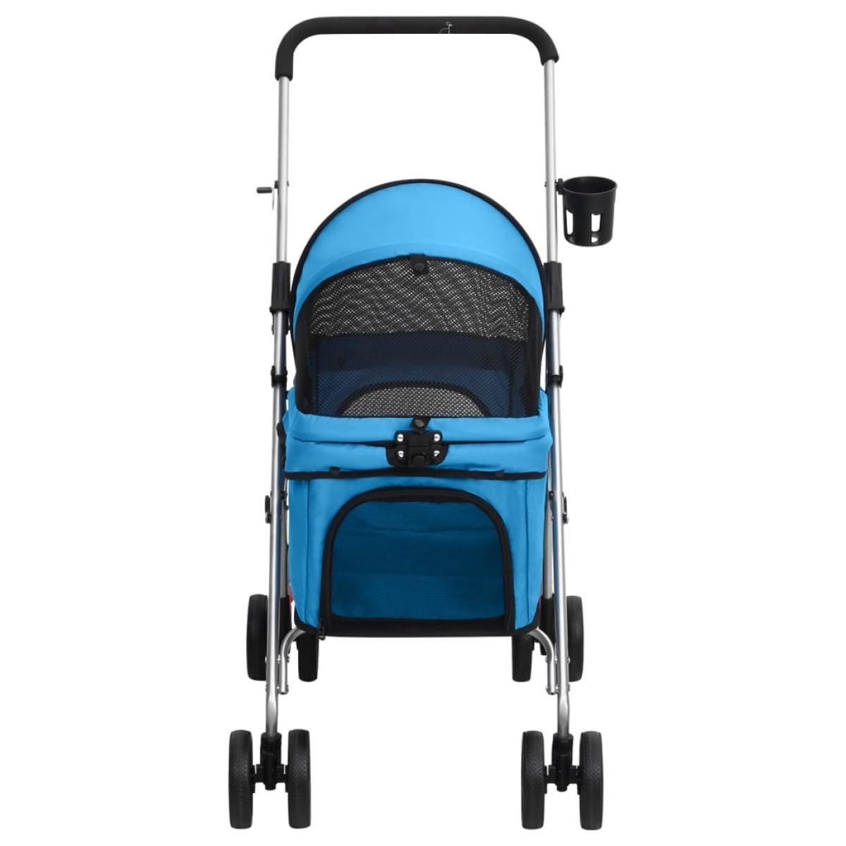 Cochecito para perros plegable tela oxford azul 76x50x100 cm