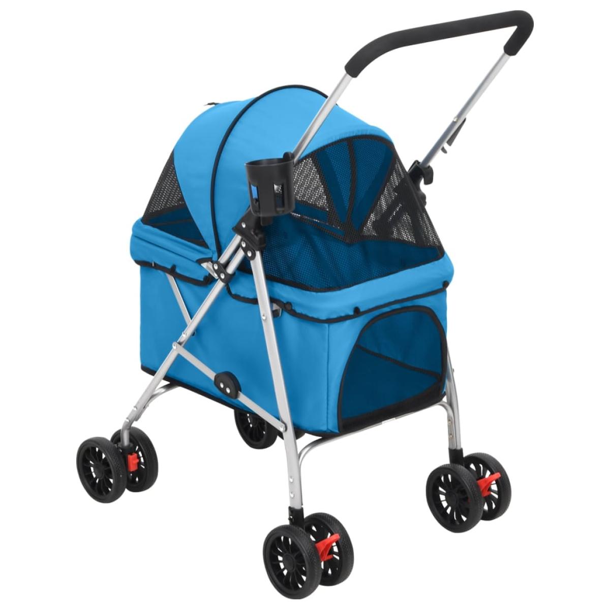 Cochecito para perros plegable tela oxford azul 76x50x100 cm
