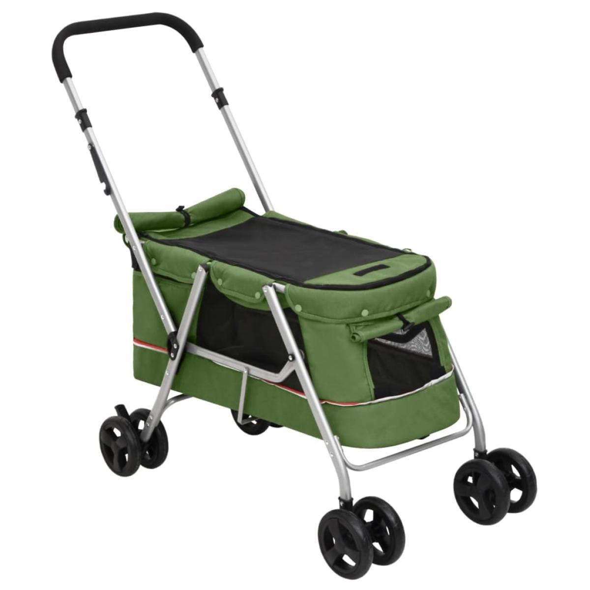 Cochecito para perros plegable tela lino verde 100x49x96 cm