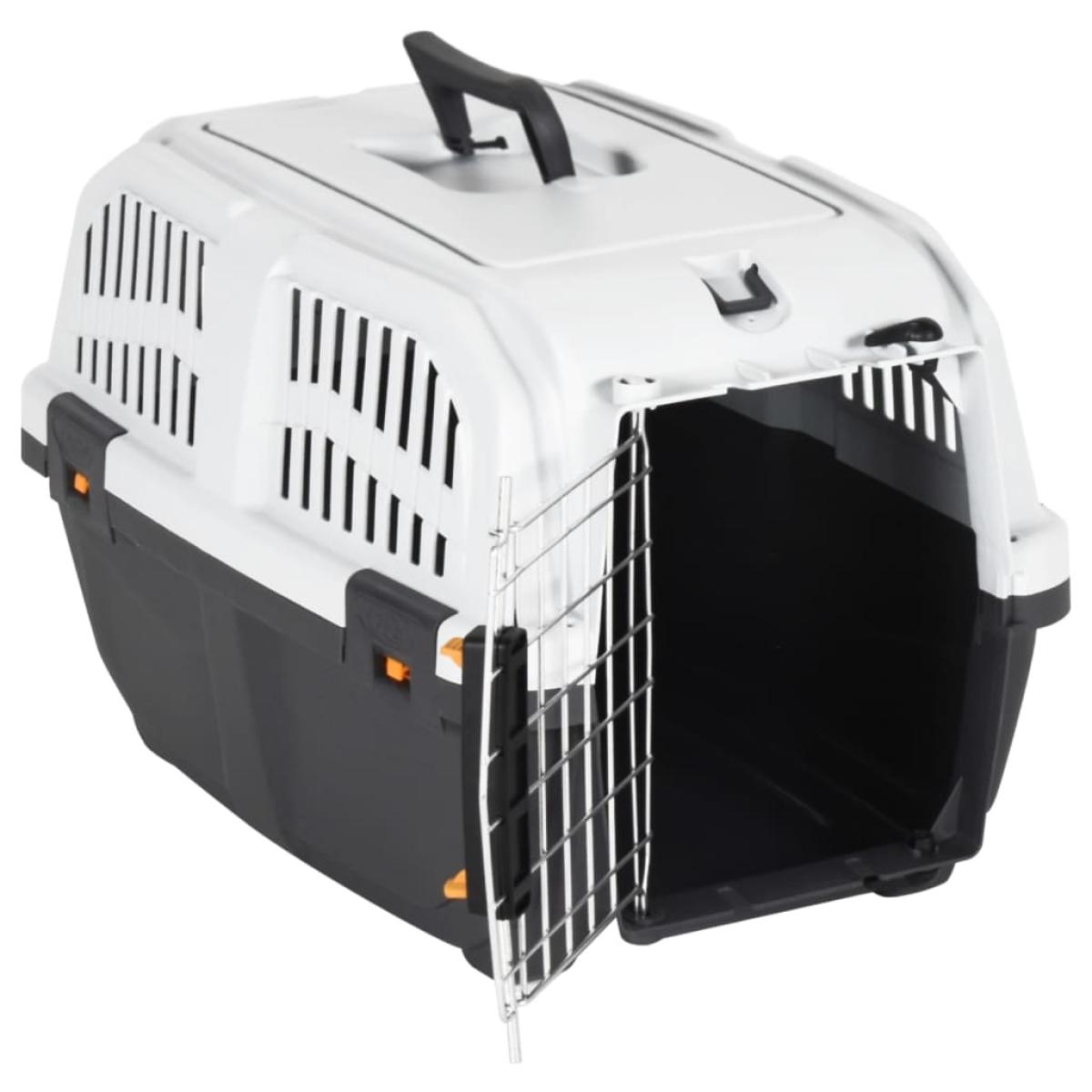 Transportín de mascota puerta metal polipropileno 48x31,5x31 cm