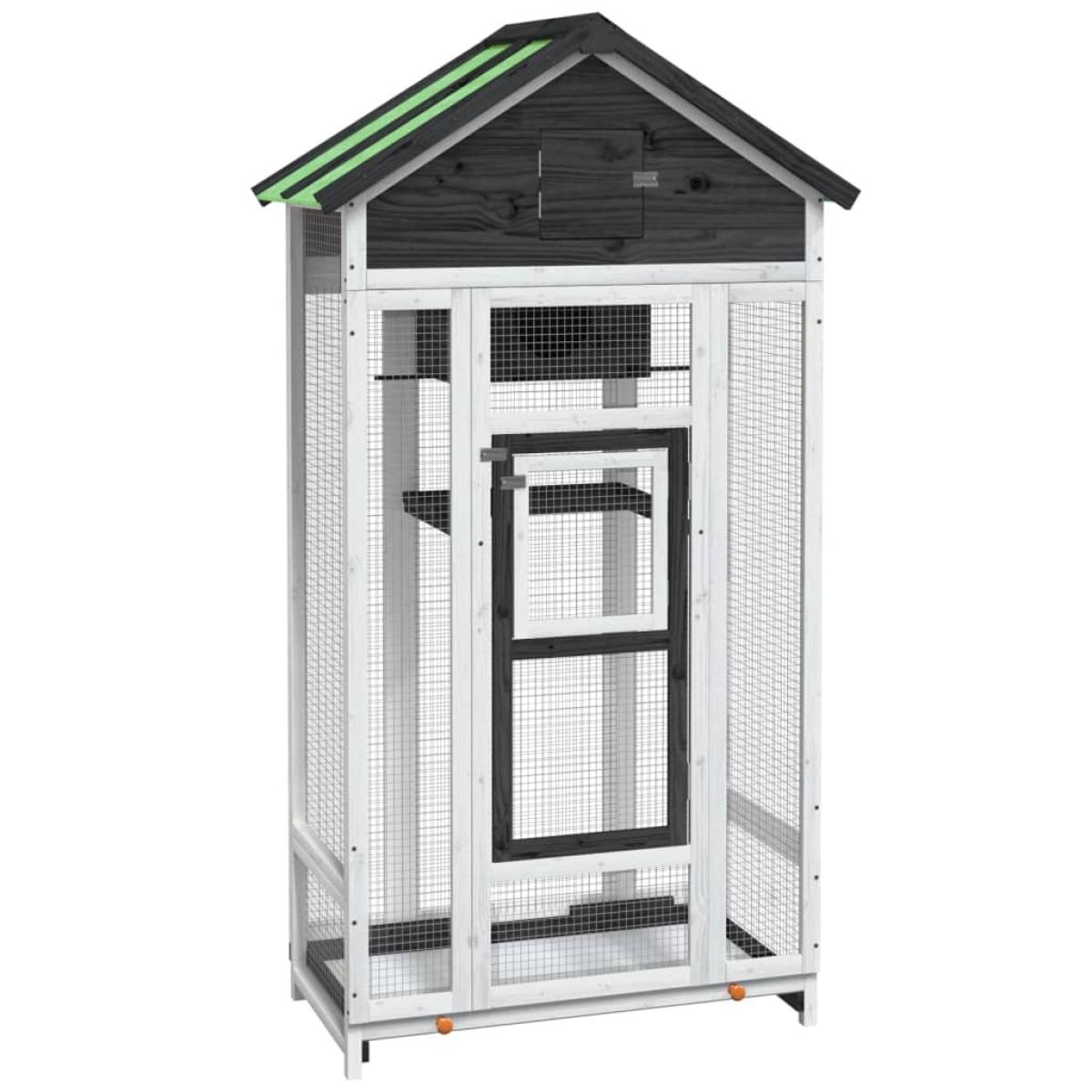 Casita para pájaros madera maciza pino gris 91,5x53x170 cm