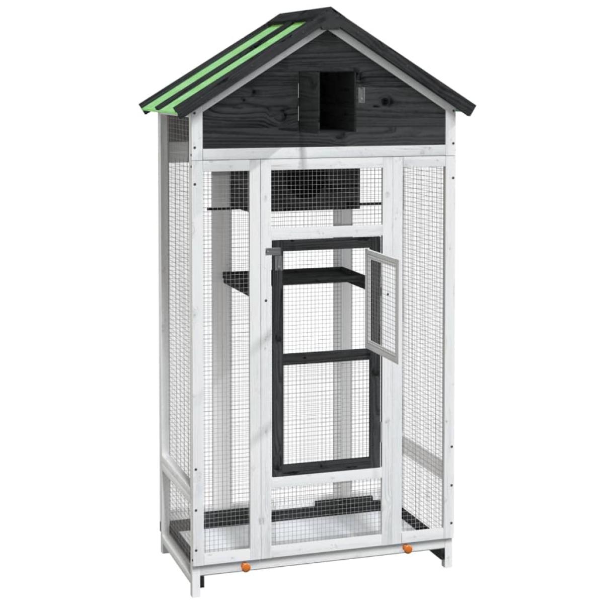 Casita para pájaros madera maciza pino gris 91,5x53x170 cm