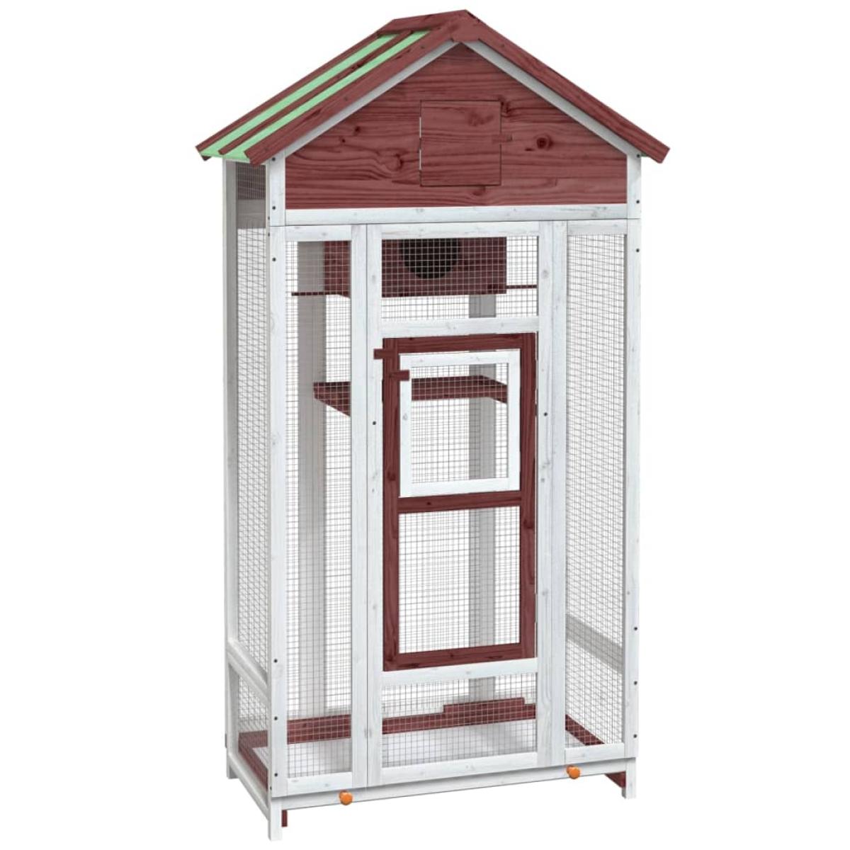 Casita para pájaros madera maciza pino color moca 91,5x53x170cm