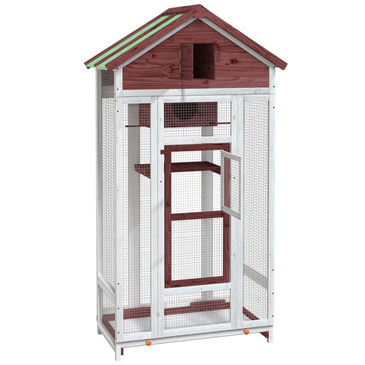 Casita para pájaros madera maciza pino color moca 91,5x53x170cm