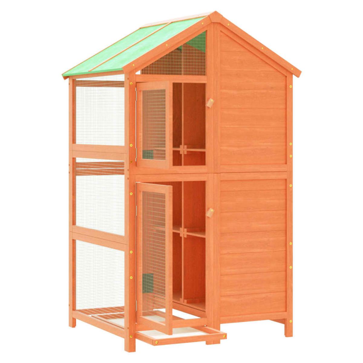 Casita para pájaros madera maciza pino marrón 97x81x152 cm