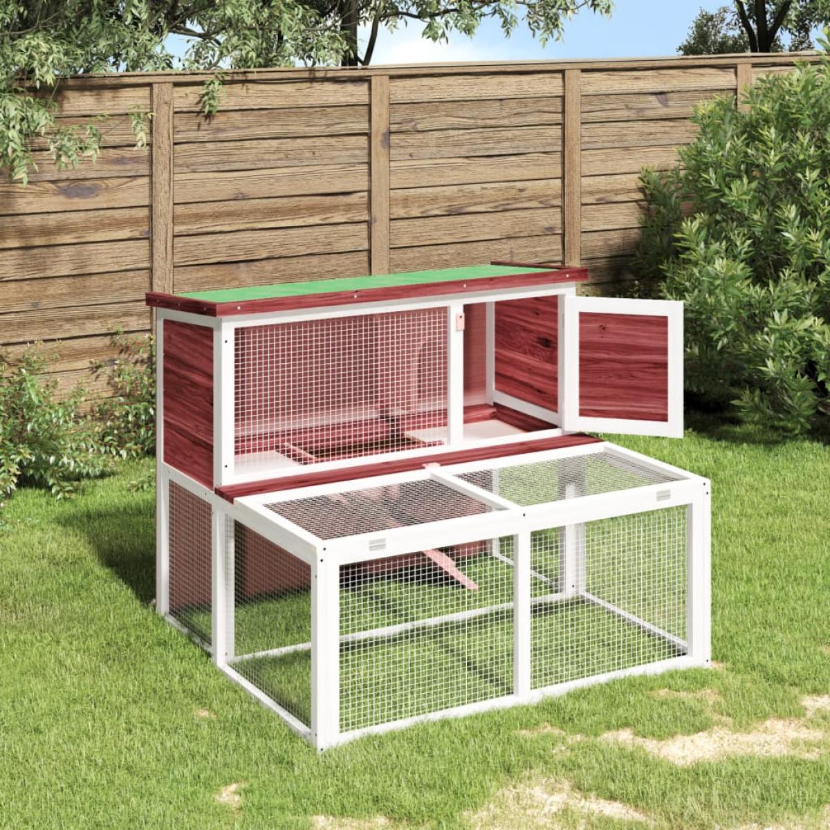Conejera de madera maciza de pino moca 102x90x84,5 cm