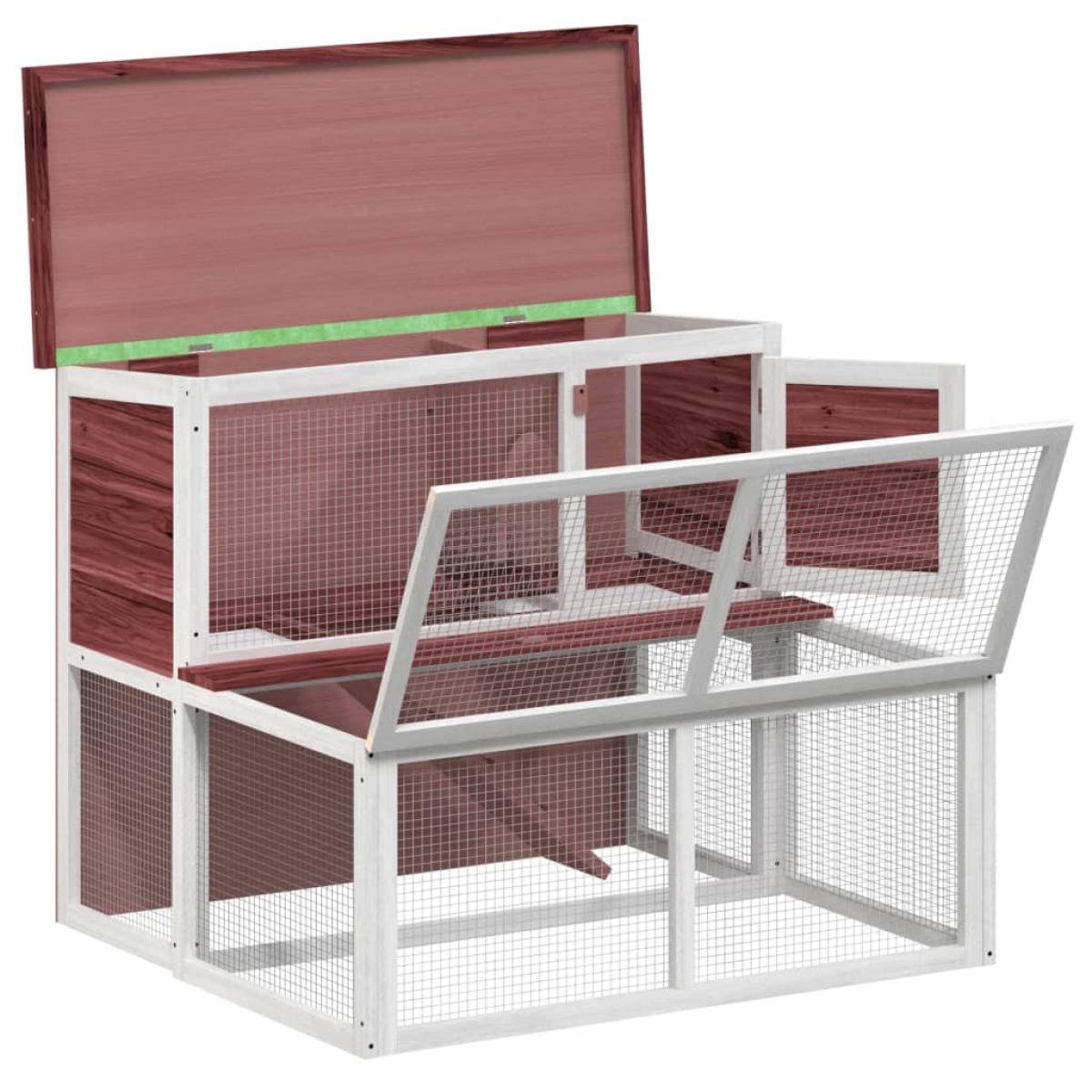 Conejera de madera maciza de pino moca 102x90x84,5 cm