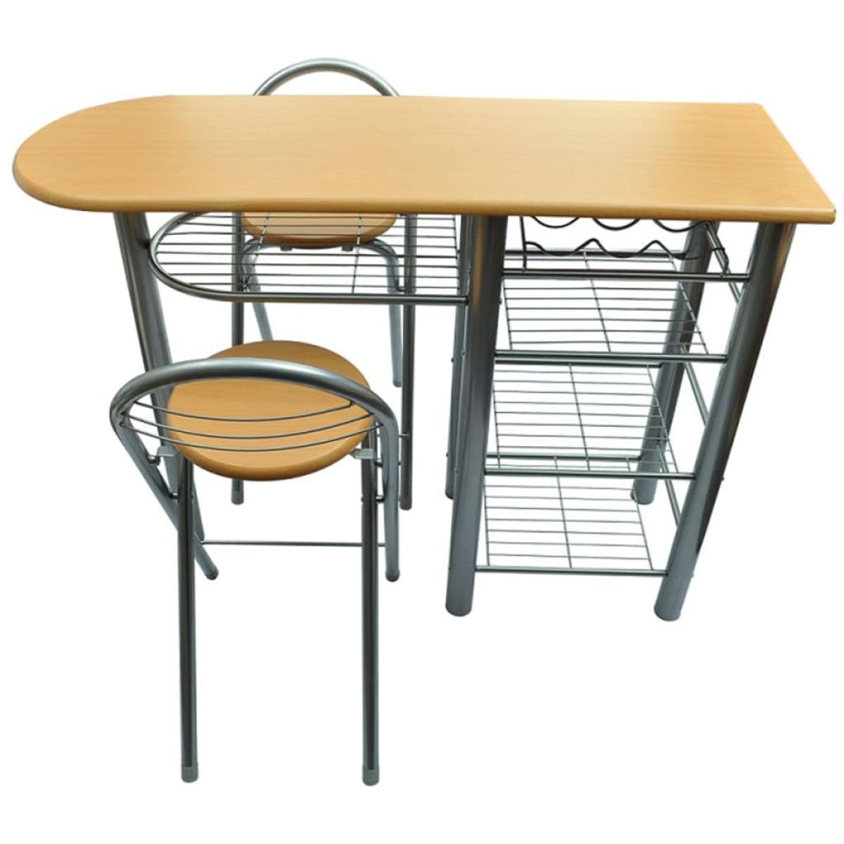 Mesa alta de cocina con taburetes madera 