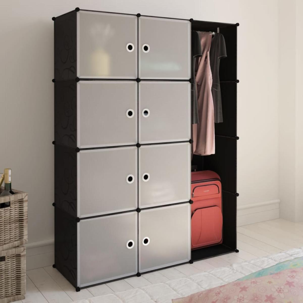 Armario modular 9 compartimentos negro y blanco 37x115x150 cm