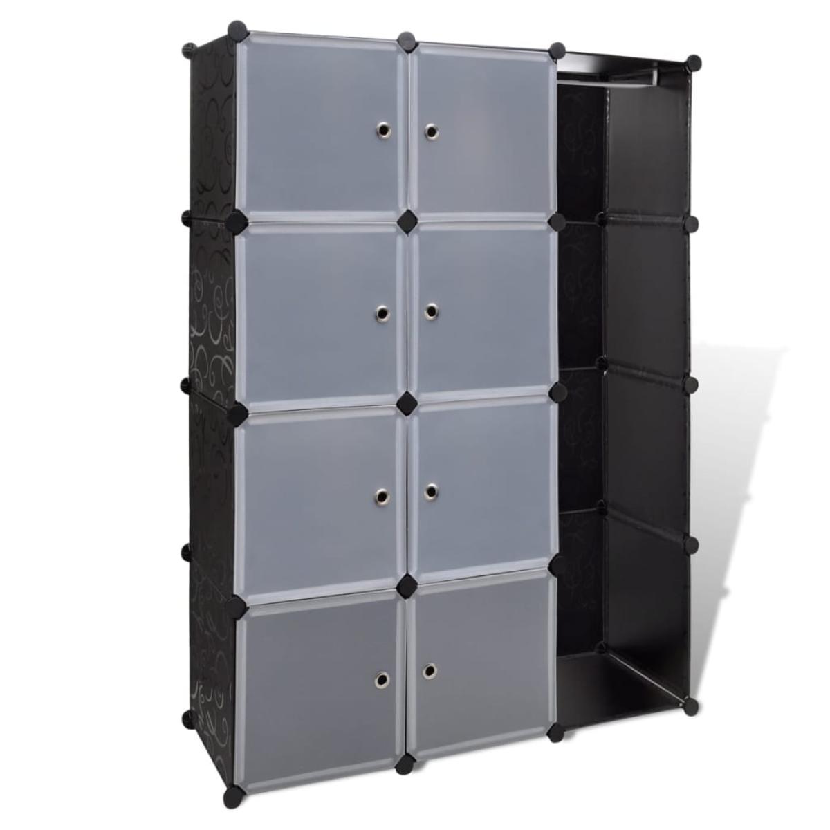 Armario modular 9 compartimentos negro y blanco 37x115x150 cm