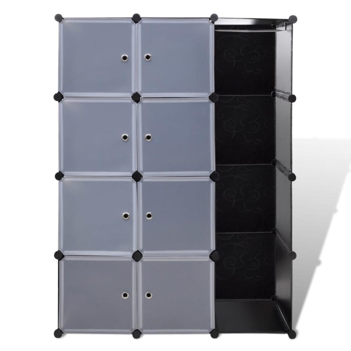 Armario modular 9 compartimentos negro y blanco 37x115x150 cm