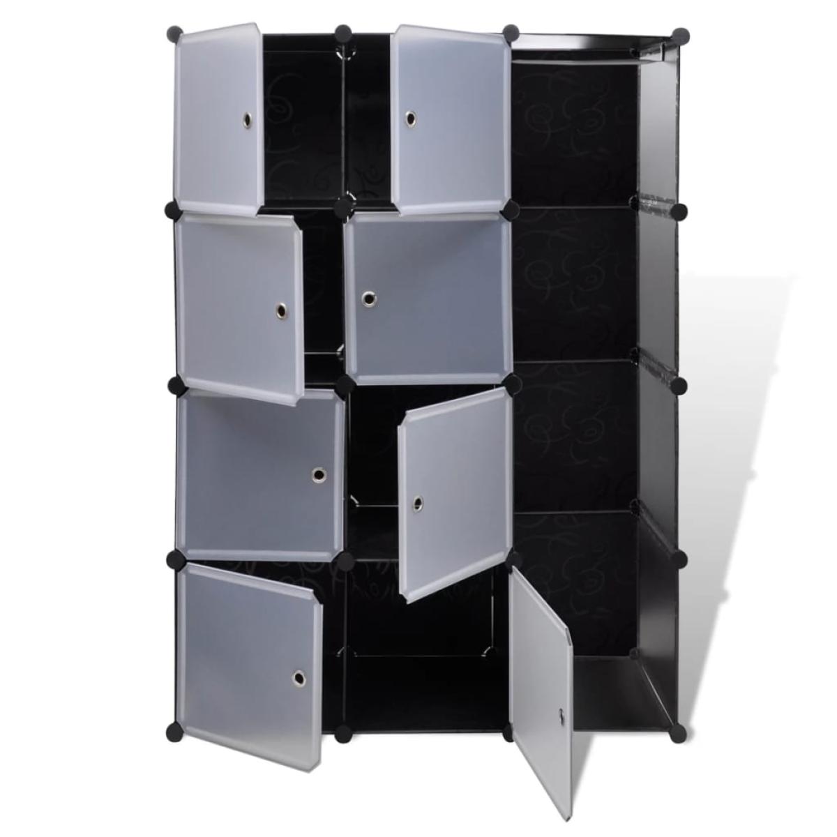 Armario modular 9 compartimentos negro y blanco 37x115x150 cm