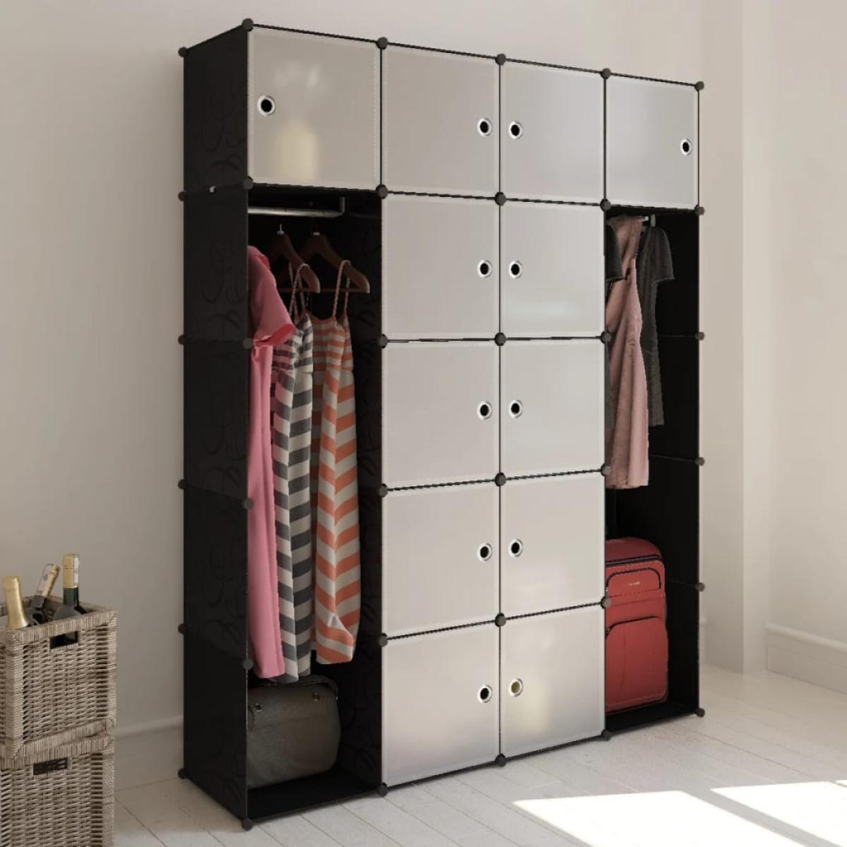 Armario modular 14 compartimentos negro y blanco 37x146x180,5cm