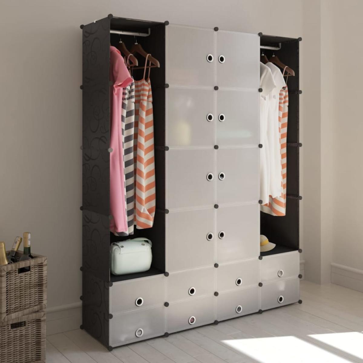 Armario modular 18 compartimentos negro y blanco 37x146x180,5cm