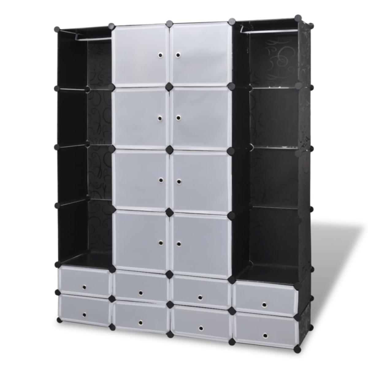 Armario modular 18 compartimentos negro y blanco 37x146x180,5cm