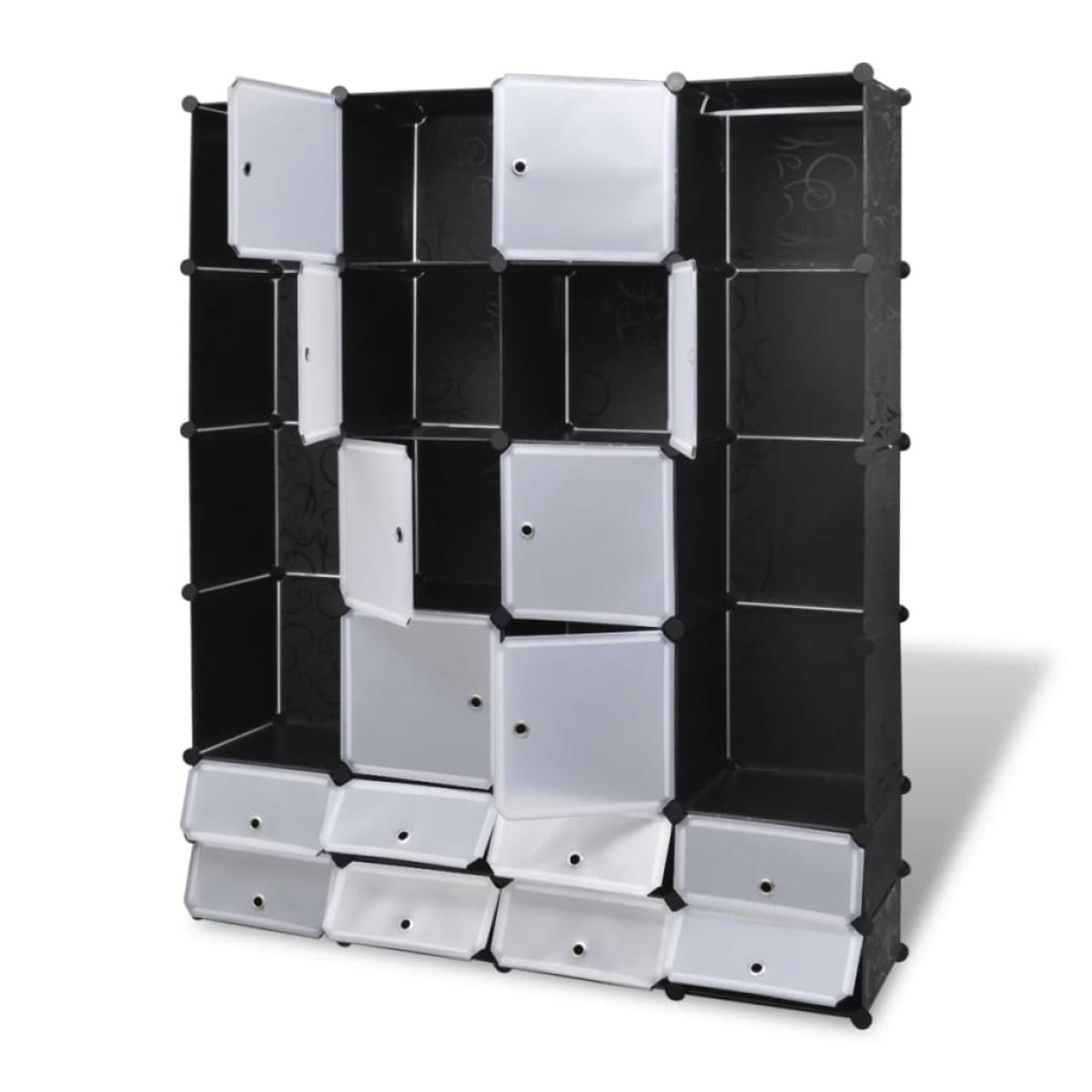 Armario modular 18 compartimentos negro y blanco 37x146x180,5cm