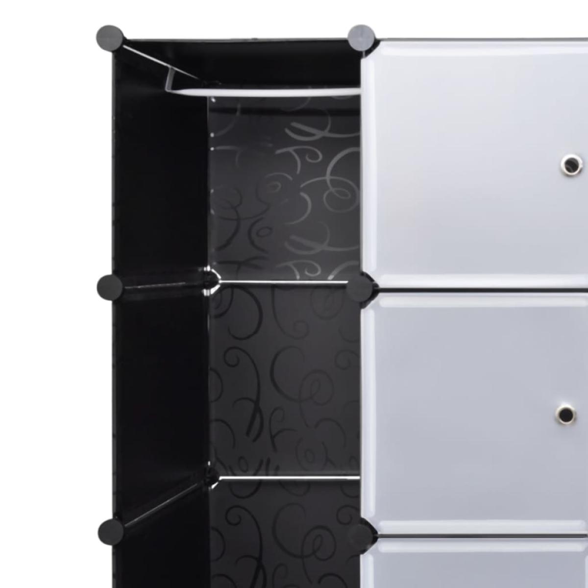 Armario modular 18 compartimentos negro y blanco 37x146x180,5cm