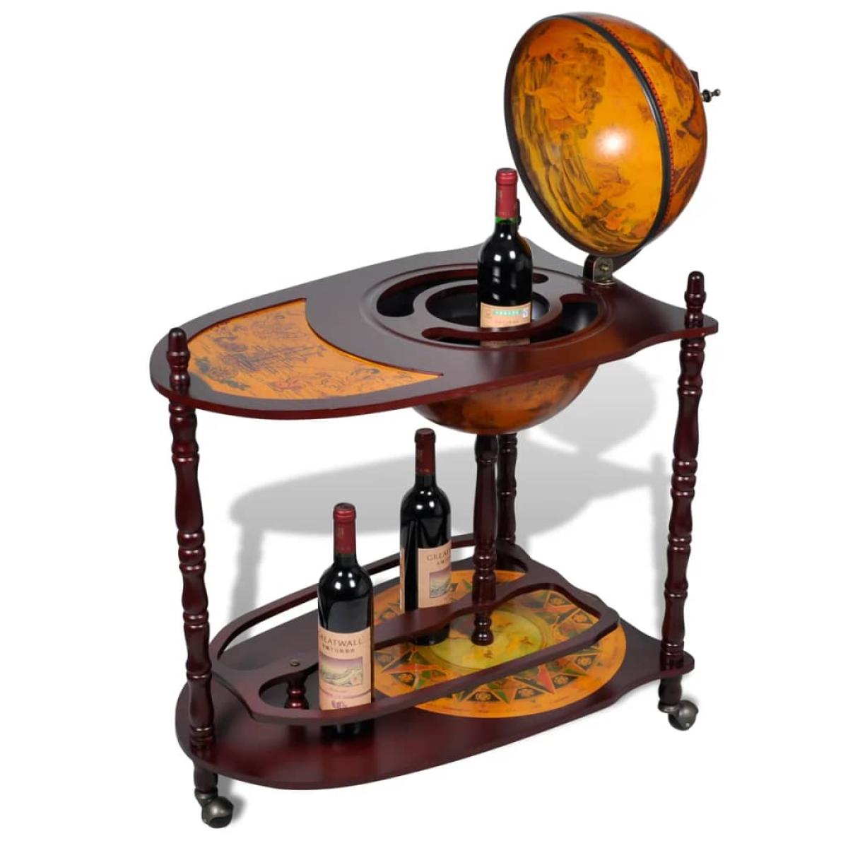 Mueble bar de pie bola del mundo madera de eucalipto 