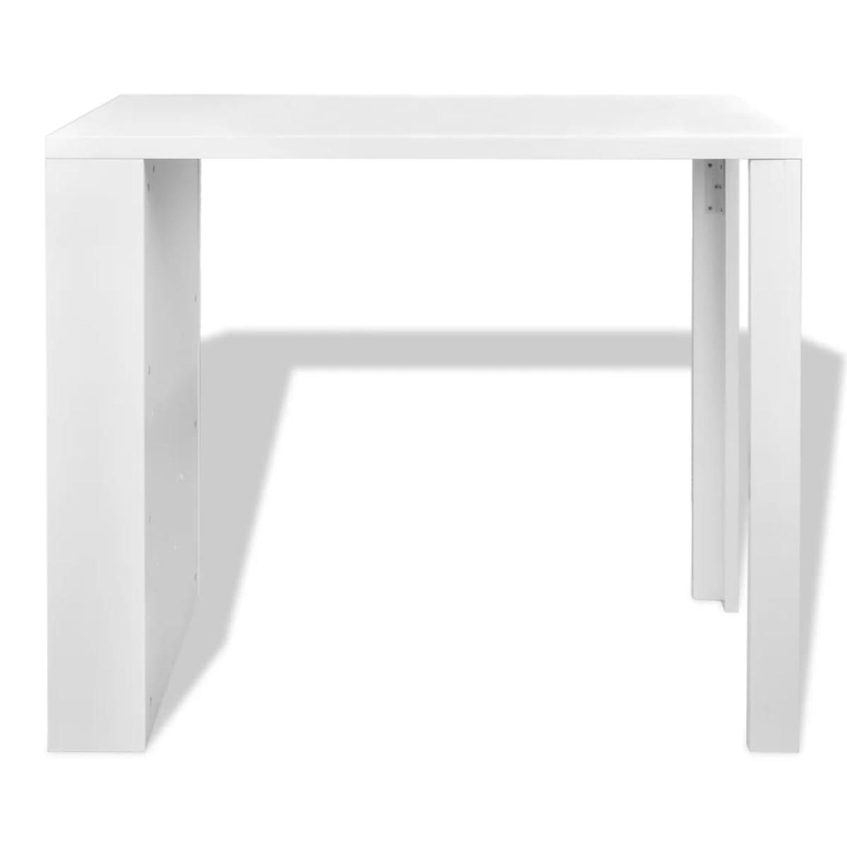 Mesa alta de cocina con estantes para botellas blanca brillante 