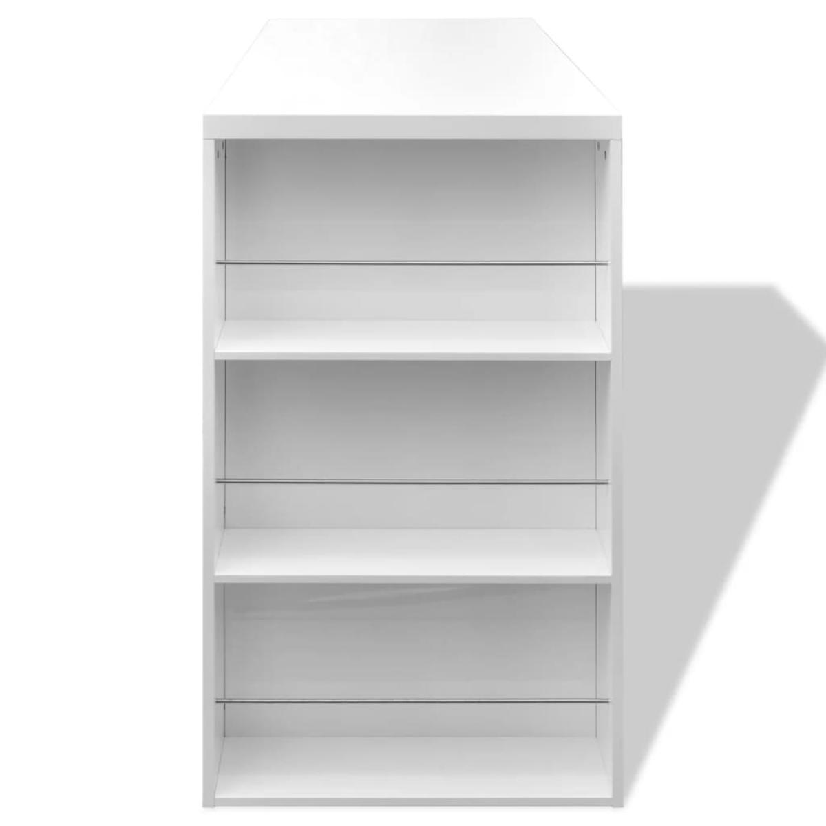 Mesa alta de cocina con estantes para botellas blanca brillante 