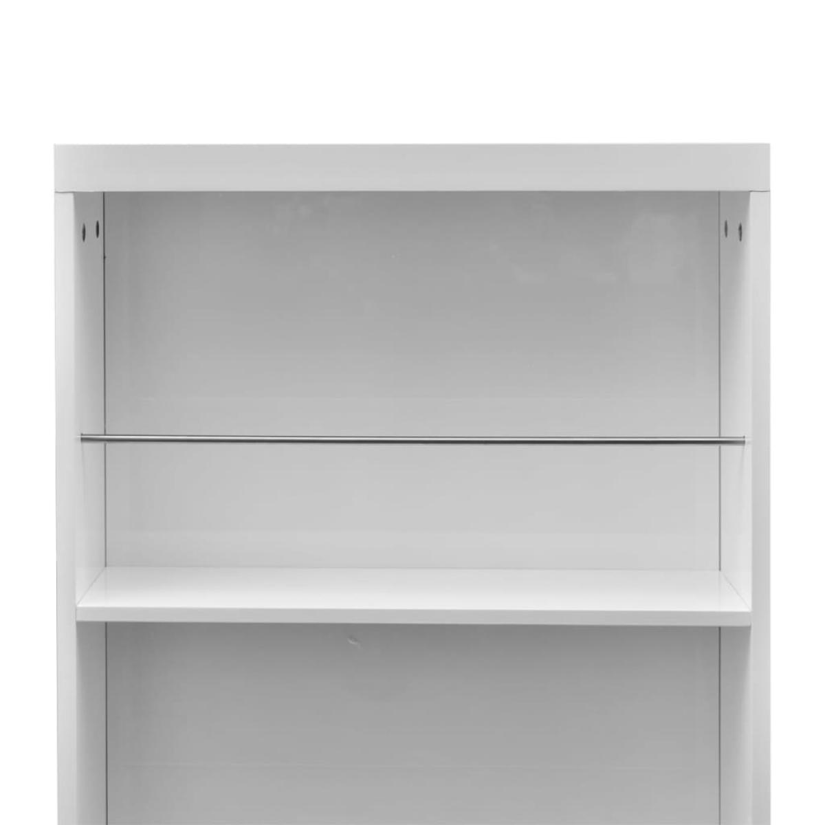 Mesa alta de cocina con estantes para botellas blanca brillante 