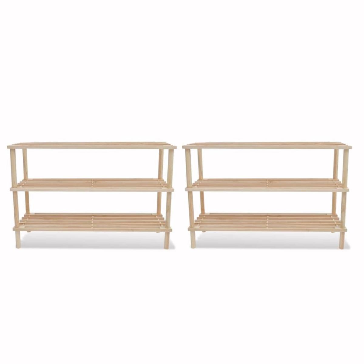 Estantería de zapatos con 2 niveles madera maciza abeto
