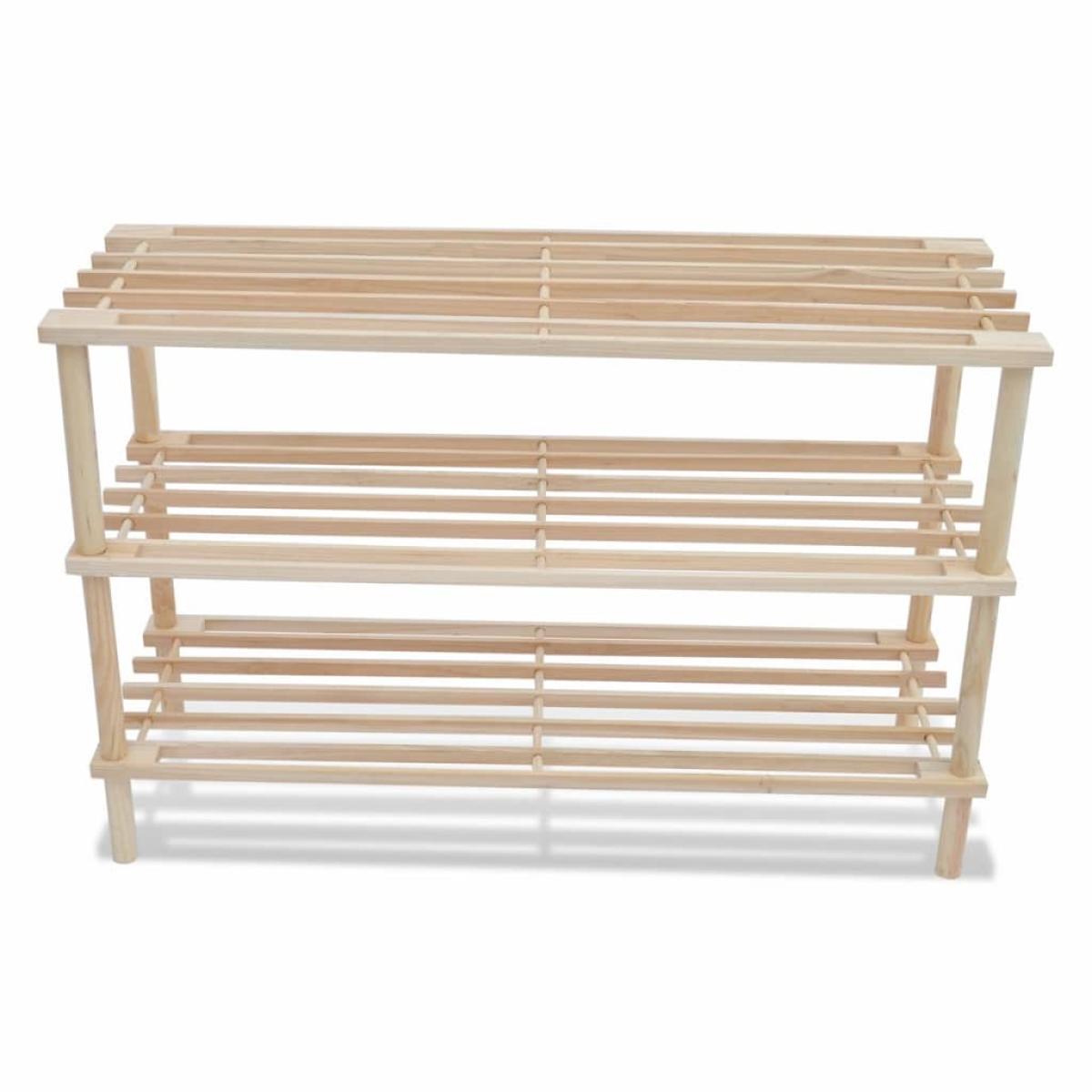 Estantería de zapatos con 2 niveles madera maciza abeto