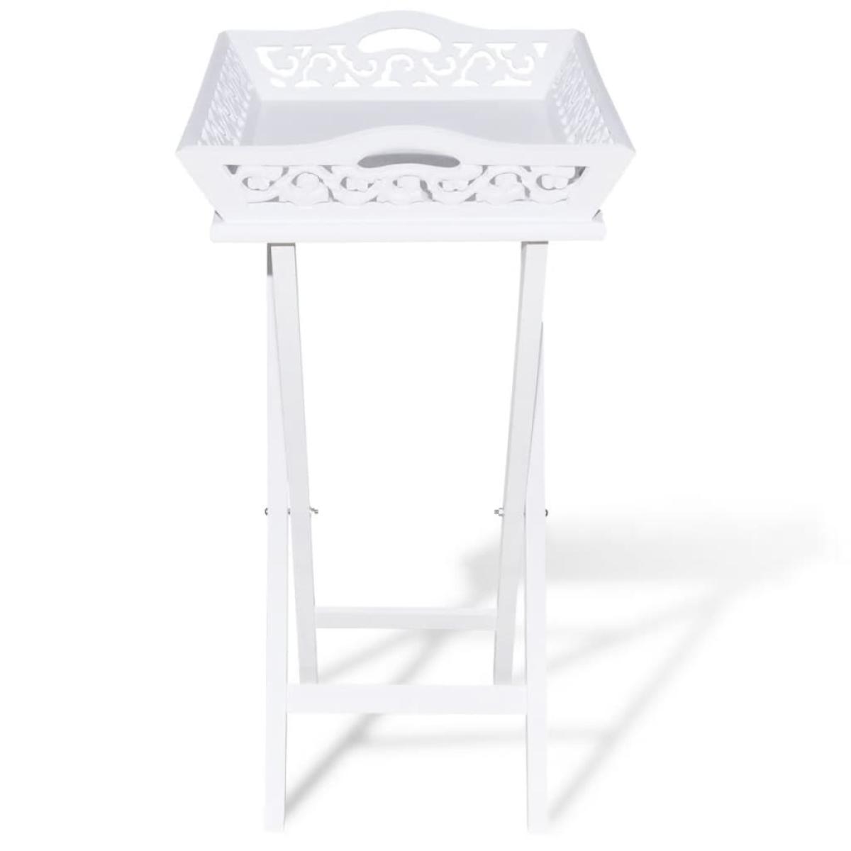 Mesa auxiliar con bandeja blanca 